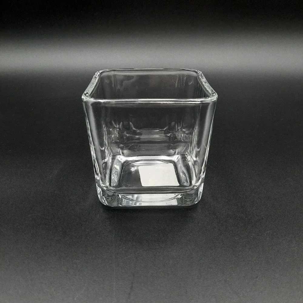 Libbey 5475 Medium Square Glass Vase USA Made Clear Cube Candle‎ Holder